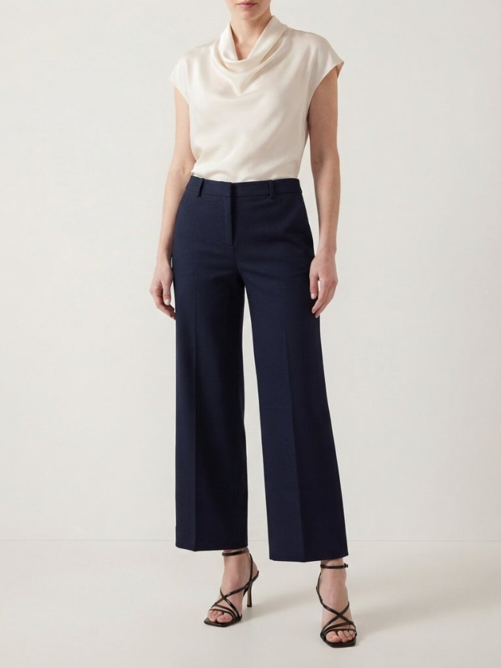 Liverpool Los Angeles Wide Leg Ankle Trouser 26 Petite Navy NWT